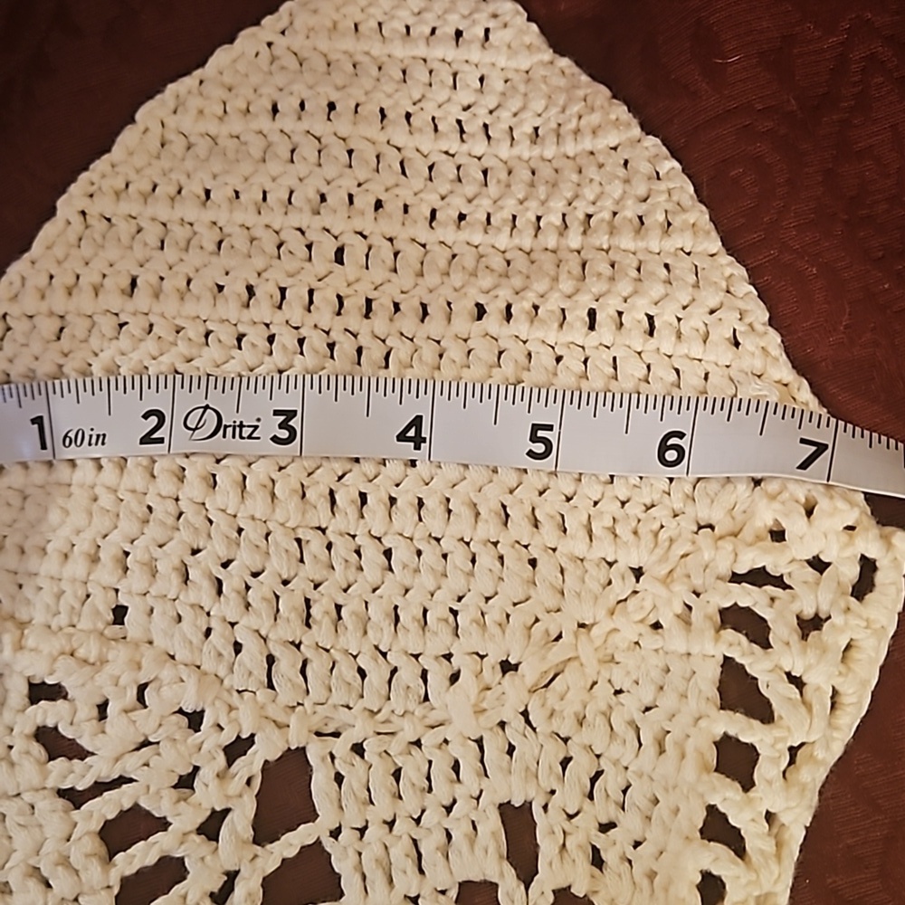 Hand Crafted Crochet Crop-Top Handmade Floral pattern Swim cover-up Cream #752 - Picture 15 of 17